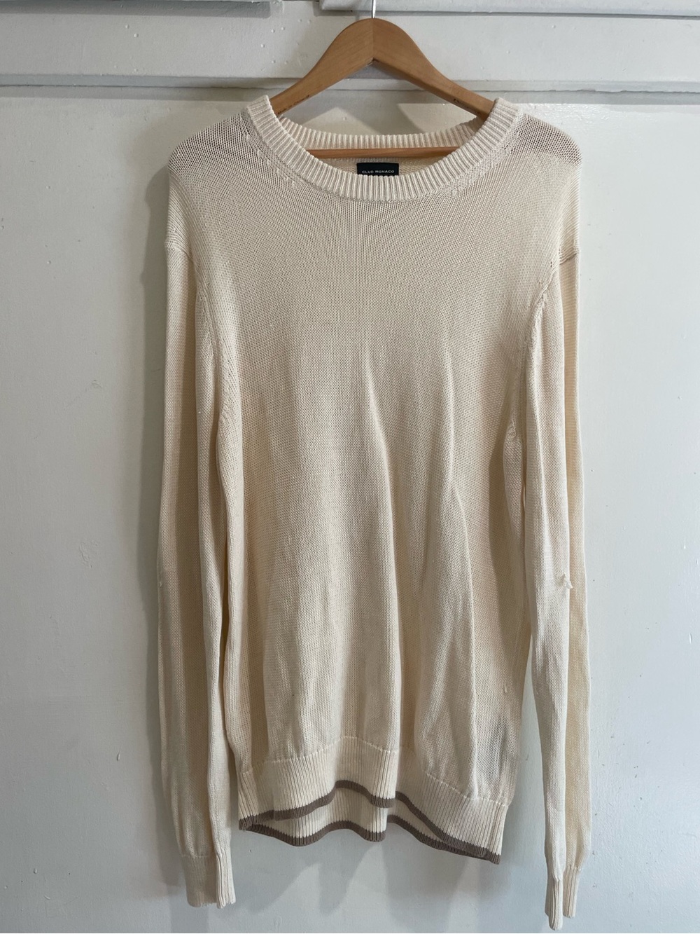 Club Monaco Men's Cream Crewneck
